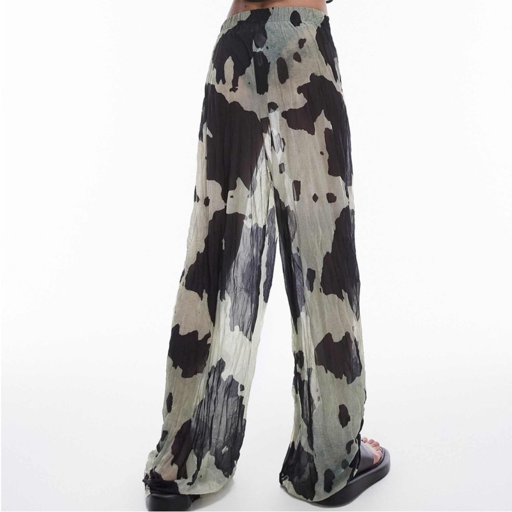 Black and Cream Cow Print Pants - Picture 2 of 3